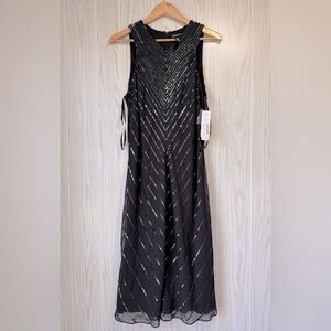 Lauren Ralph Lauren Black Sequin Sleeveless Cocktail Dress NWT Size 16 MSRP $275